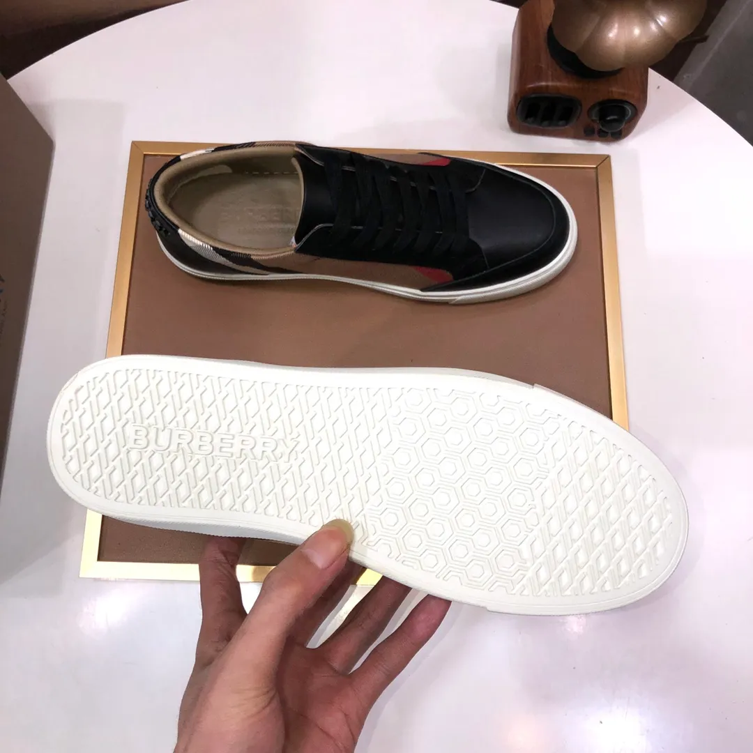Men's shoes 💰480💰 [Burberry] (cowhide lining) classic low-top sneakers｜Imported cowhide with classic plaid fabric｜Cowhide lining｜Original outsole｜Fine workmanship and comfortable to wear Size: 38-44 (customized at 45)